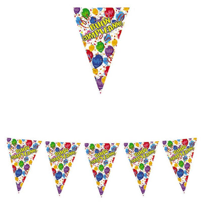 Festone Bandiera in plastica Buon Compleanno Happy Ball