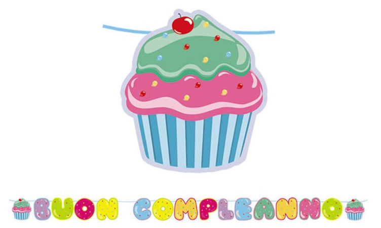 Festone Kit Scritta maxi Buon Compleanno Cupcake c Big Party (Dimav Srl)