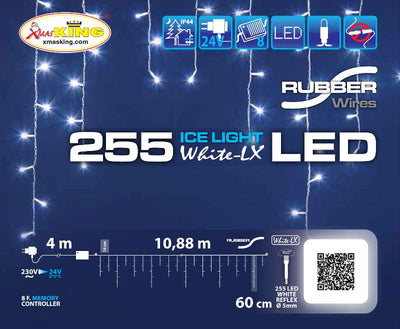 Ice Light 255 LED BIANCO 5mm Controller 8G 24V Esterno Cavo Bianco 4m+1088xH60cm Lotti