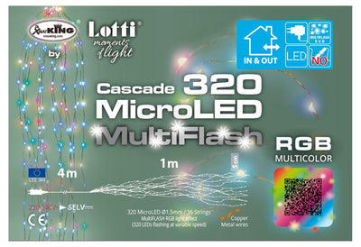 Cascata H100cm 320 MicroLED MULTIFLASH RGB Diametro 1,5mm 16 stringhe Cavo Metal Rame gioco luce automatico MultiFLASH led lampe Lotti