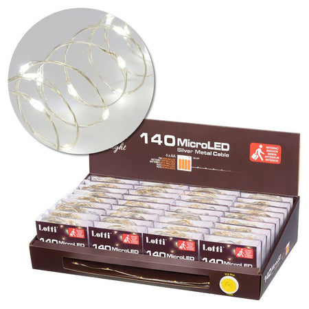 Luci in filo metallico a batteria bianco in metallo 140 MINI LED uso interno filo argento a batteria Lotti