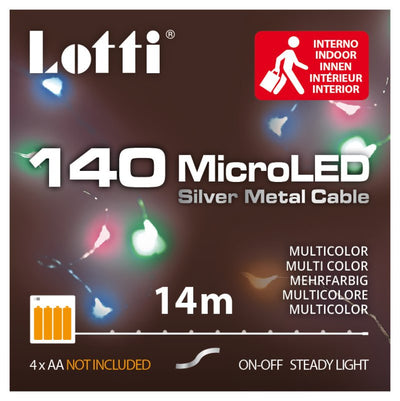 Luci in filo metallico a batteria multicolor in metallo 140 MINI LED uso interno filo argento a batteria Lotti