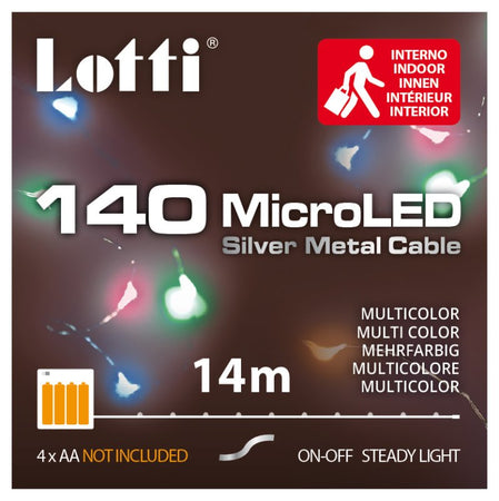 Luci in filo metallico a batteria multicolor in metallo 140 MINI LED uso interno filo argento a batteria Lotti