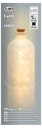 Bottiglia Cupola Magic Diametro 11xH32cm MGS Vetro Satinato Illuminazione interna Proiezione Rotante STELLE LED BIANCO CALDO, In Lotti