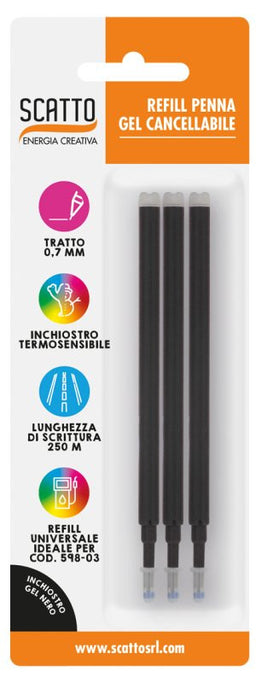 Ricarica Legami per penna gel cancellabile / Set da 3 / 13 cm / Inchiostro  termosensibile / Colori Nero, Blu, Rosso, Verde, Viola o Turchese -   Italia