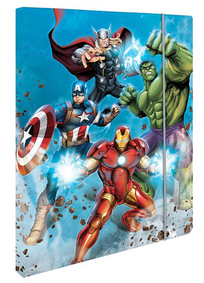 Cartellina piatta Avengers 3 lembi con elastico Mc Group