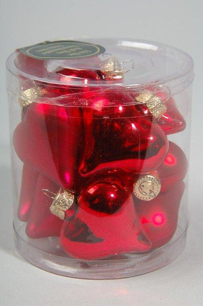 glass mini hearts shiny-matt Christmas red