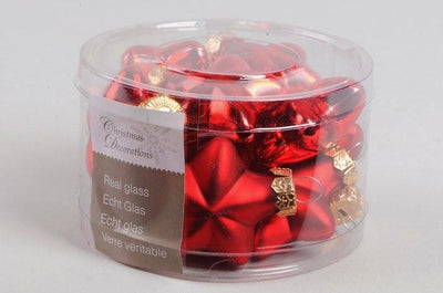 glass mini stars shiny-matt Christmas red Kaemingk
