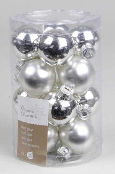 glass mini baubles shiny-matt silver Kaemingk