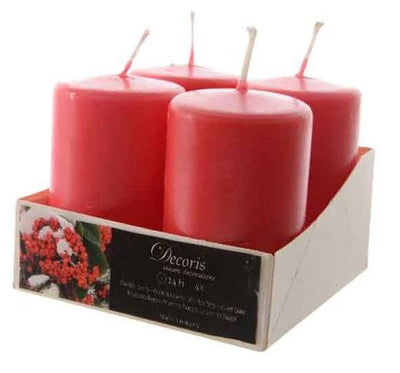 Candle wax pillar red Kaemingk