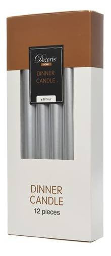 wax dinner candle metallic, Colour: silver, Size: dia2.15x25cm