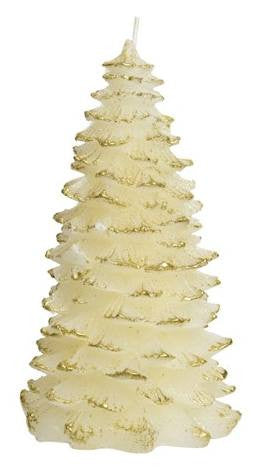 wax tree candle w glitter, Colour: ivory/gold, Size: dia9.5x18cm Kaemingk