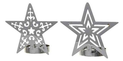iron tlighth star 2ass, Colour: silver, Size: 4x9x9cm Kaemingk