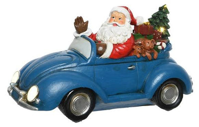 LED Santa in car indoor bo, Colour: warm white, Size: 14x30x16cm-6L Kaemingk