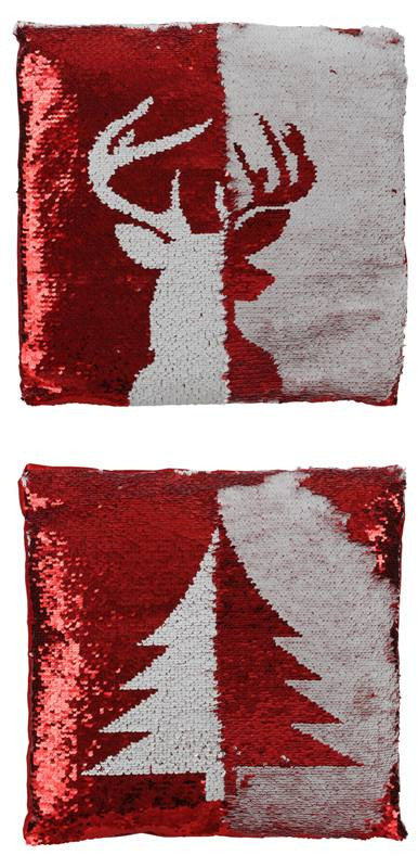 Cuscino con paillettes reversibili a tema natalizio colore bianco/rosso Edelman