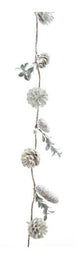 pinecone garland w pearls, Colour: wool white, Size: 7x120cm Kaemingk