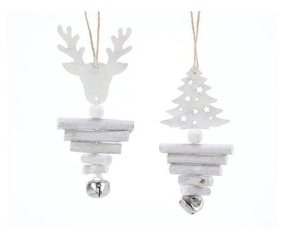 pinewood Xmas hanger 2ass, Colour: white washed, Size: 1x6.5x14cm