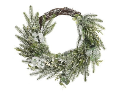 deco wreath frosted berries, Colour: green/white, Size: dia50x12cm Kaemingk