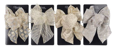 polyester bow w wire 4ass, Colour: natural linen, Size: 11x15cm