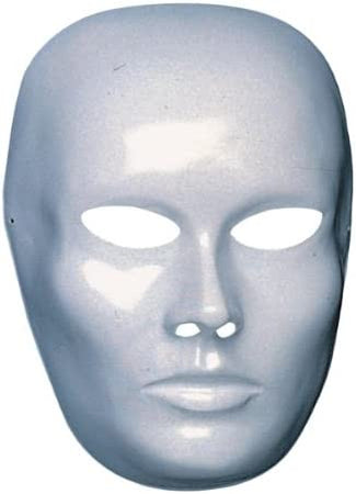Maschera Viso Media Bianco da Pitturare in plastica