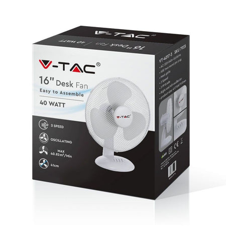 V-TAC VT-4017-3 VENTILATORE DA TAVOLO 40W 3 PALE IN PLASTICA COLORE BIANCO DIAMETRO 410MM - SKU 7925 Fai da te/Prodotti per la costruzione/Riscaldamento e raffreddamento/Sistemi mobili di climatizzazione/Ventilatori/Ventilatori da tavolo Zencoccostore - Formia, Commerciovirtuoso.it