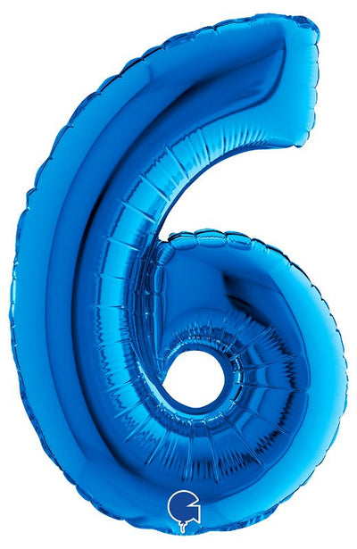 Palloncino Mylar 14'' (35CM) Numero 6 Blue Grabo Srl (Palloncini Mylar)
