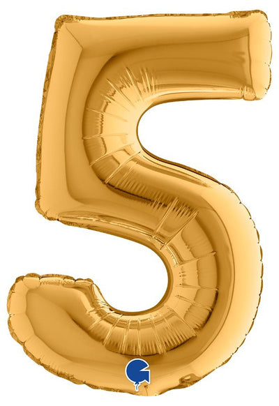 Palloncino Mylar 14'' (35CM) Numero 5 Gold (Oro) Grabo Srl (Palloncini Mylar)
