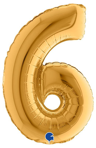 Palloncino Mylar 14'' (35CM) Numero 6 Gold (Oro) Grabo Srl (Palloncini Mylar)