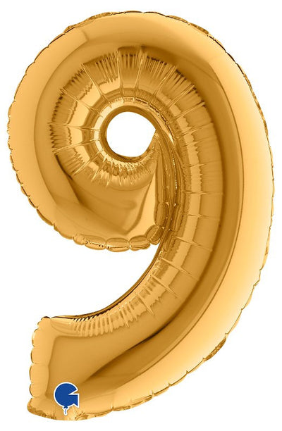 Palloncino Mylar 14'' (35CM) Numero 9 Gold (Oro) Grabo Srl (Palloncini Mylar)