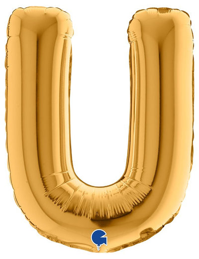 Palloncino Mylar 14'' (35CM) Lettera U Gold (Oro) Grabo Srl (Palloncini Mylar)