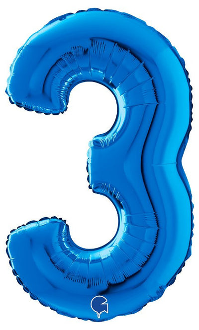 Palloncino Mylar 26'' (65CM) Numero 3 Blue Grabo Srl (Palloncini Mylar)