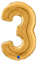Palloncino Mylar 26'' (65CM) Numero 3 Gold (Oro) Grabo Srl (Palloncini Mylar)