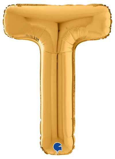 Palloncino Mylar 26'' (65CM) Lettera T Gold (Oro)