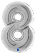 Palloncino Mylar 40'' (100CM) Numero 8 Silver (Argento)
