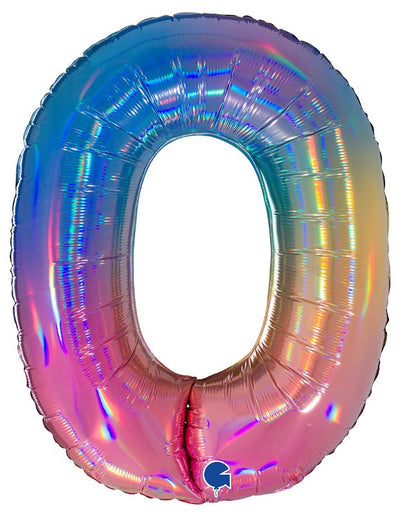 Palloncino Mylar 40'' (100CM) Numero 0 Colourful Rainbow