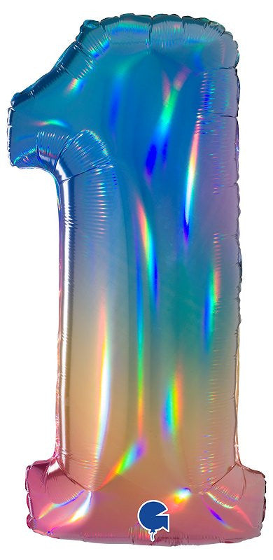 Palloncino Mylar 40'' (100CM) Numero 1 Colourful Rainbow Grabo Srl (Palloncini Mylar)
