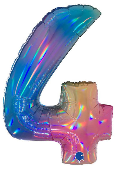 Palloncino Mylar 40'' (100CM) Numero 4 Colourful Rainbow