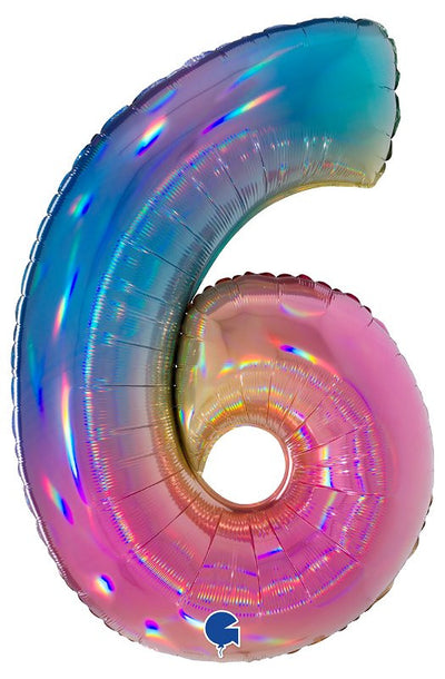 Palloncino Mylar 40'' (100CM) Numero 6 Colourful Rainbow Grabo Srl (Palloncini Mylar)