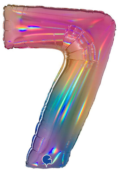 Palloncino Mylar 40'' (100CM) Numero 7 Colourful Rainbow