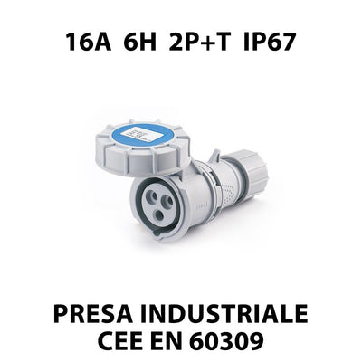 Presa Industriale CEE 3 Poli 16A 6H 220-250V 2P+T IP67