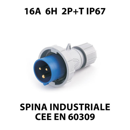 Spina Industriale CEE 3 Poli 16A 6H 220-250V 2P+T IP67 Zorei