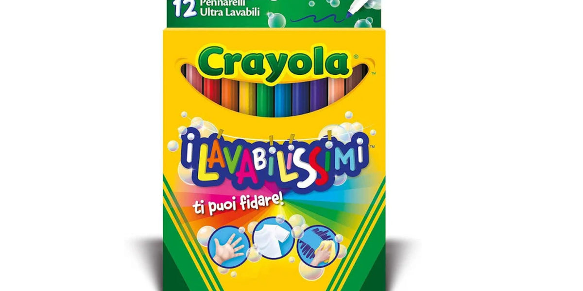 Pennarelli Lavabili Punta Media Colori Assortiti, 12 Pezzi, di Crayola