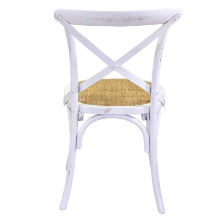 Sedia legno cross bianco antico seduta intreccio cm51x55h46,5/89 Vacchetti