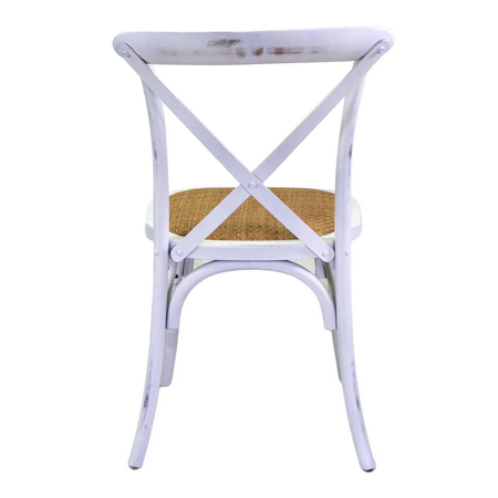 Sedia legno cross bianco antico seduta intreccio impilabile cm50x50h46,5/88 Vacchetti