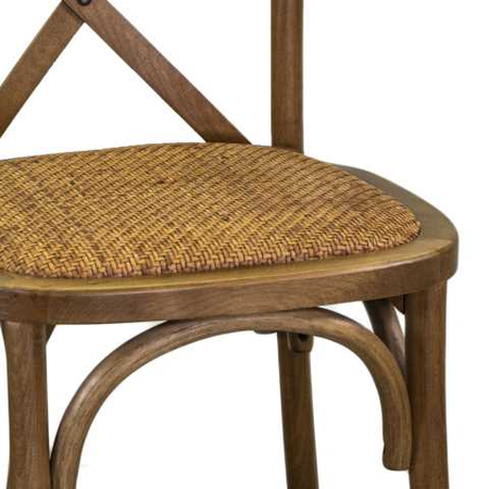Sedia legno cross marrone chiaro sedutaintreccio impilabile cm50x50h46,5/88 Vacchetti