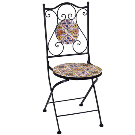 Tavolo mosaico metallo trapani tondo con 2 sedie cmø60h75 Vacchetti
