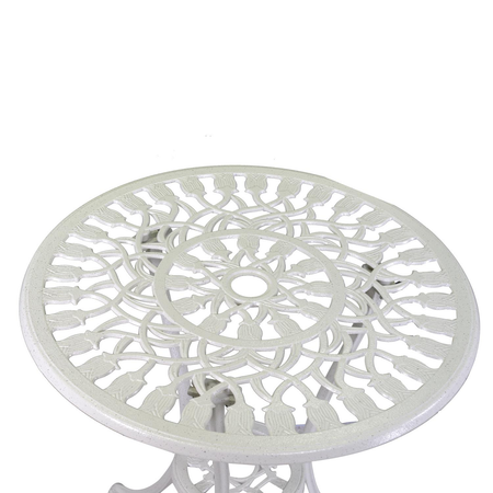 Tavolo alluminio pressofuso Parma bianco anticato tondo con 2 sedie Vacchetti