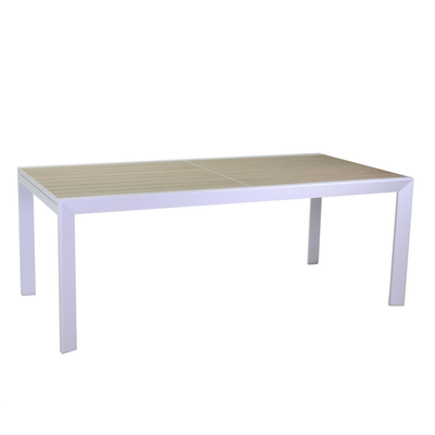 Tavolo alluminio cleveland bianco opacoall. top effetto legno cm200/300x100h75 Vacchetti