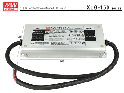 Alimentatore Trasformatore MeanWell Impermeabile IP67 24V 150W 6,25A XLG-150-24-A