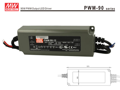 Alimentatore Led Meanwell PWM-90-12 Dimmerabile 90W 12V IP67 Dimming 3 in 1 0-10V 10V PWM Resistance